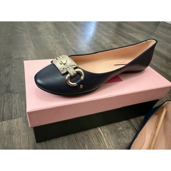 Kate Spade Phoebe Blazer Blue Navy Gold Ballet flats Carry Over Shoes Sz  6.5 New
